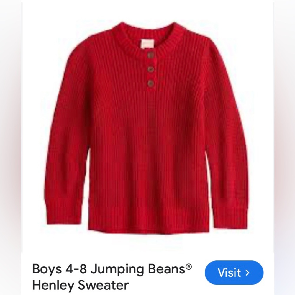 Jumping Beans Henley Boys' Red Crewneck Sweater
SIZE 7
Color Red